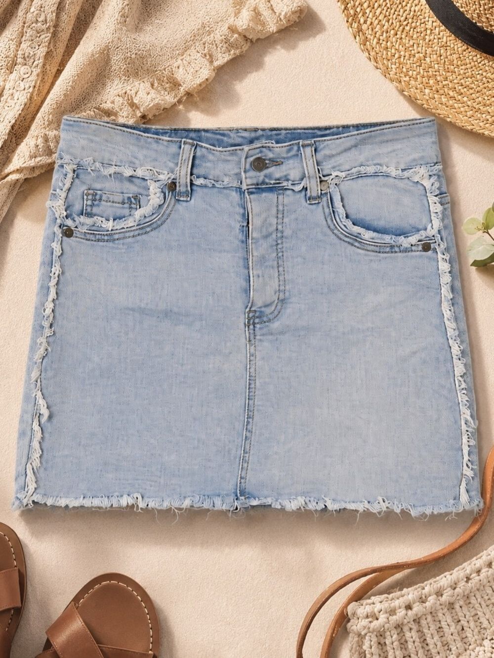 Light Blue Denim Mini Skirt
